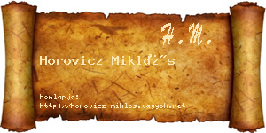 Horovicz Miklós névjegykártya